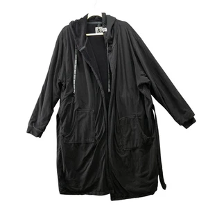 Dude Robe Mens L/XL Black Hooded Bathrobe Cotton Shark Tank Lounge - Picture 1 of 9