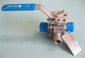 Valvola a sfera 3/4 sanitaria x 1/4 FNPT 316ss 4 vie (1000 psi) Inline Industries 337F - Foto 1 di 5