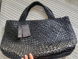 FALOR Firenze Woven Leather Large Tote Bag w/ built in Zip Pouch - Hand Made NWT - Picture 1 of 5