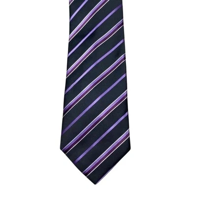 Corbata de seda a rayas negras y moradas Versa para hombre nueva sin etiquetas Foto 1 de 3