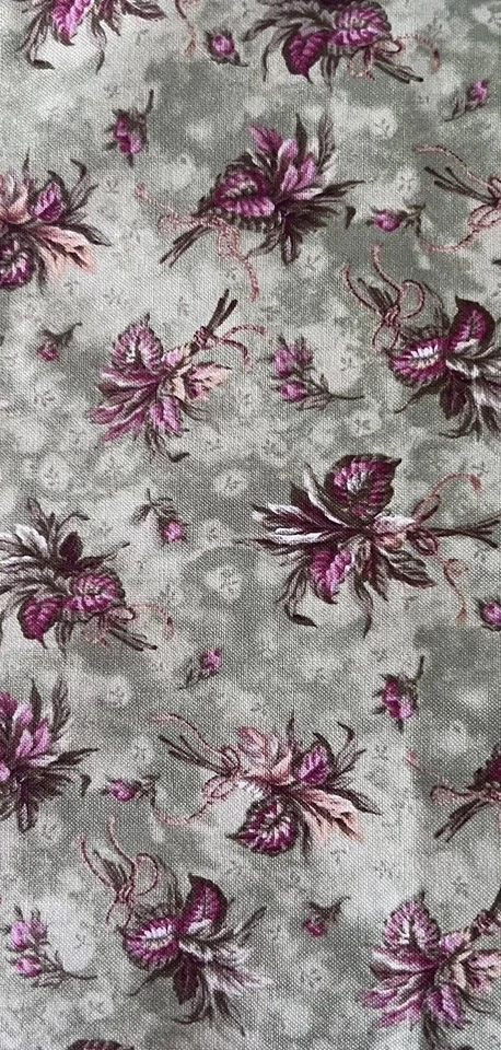 1码绿色粉红色花朵“春季飘扬44”宽100%纯棉 — 第 1/1 张图片