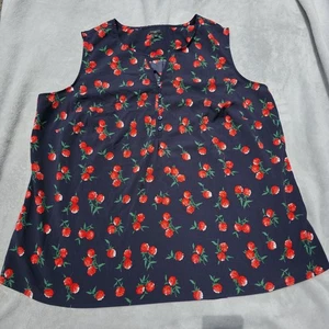 Top donna estivo senza maniche Talbots Plus Raspberry Navy 2X - Foto 1 di 14