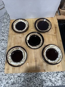 Vintage 5er Set Pfaltzgraff Braun Tropfglasur 6 3/4" Brot Salat Untertasse/Teller* - Bild 1 von 9