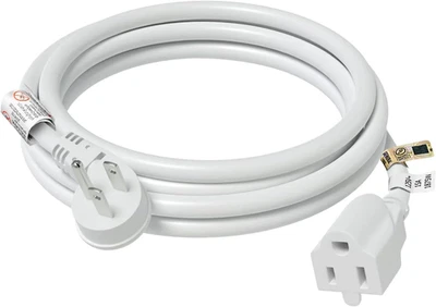 1875W 6 Feet 15A Flat Plug Low Profile Extension Cord 14 AWG White - Image 1 of 4
