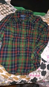 Ralph Lauren Polo Plaid Tartan Pony Snap Button LongSleeve Shirt Boy 4 4T Cotton - Picture 1 of 5