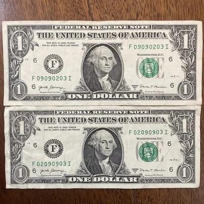 Fancy Serials Numbers “ALTERNATIVE” $1 2017A F(09090203)I-F(02090903)I - Image 1 of 4