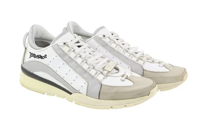 DSQUARED2 Sneakers Uomo EU44 Bianco Pelle Bassibasso Top Mandorla Alluce Vintage - Immagine 1 di 4