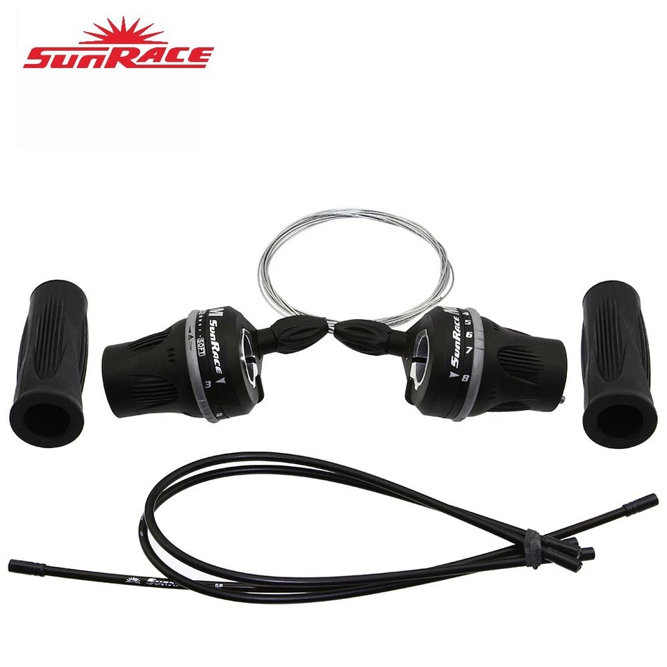SunRace TSM-63 3x8 Speed Twist Grip Shifter Set – Black MTB Hybrid Gear Levers. - Image 1 of 1