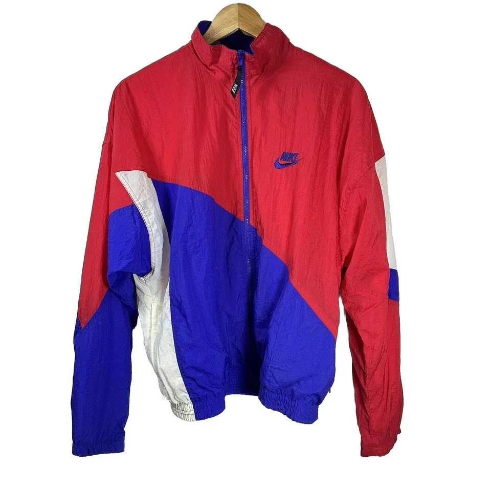 NIKE Vintage Cortavientos Chaqueta Roja Traje de Pista Hip-Hop Cremallera Rojo Raro Usado en Excelente Condición M Foto 1 de 4