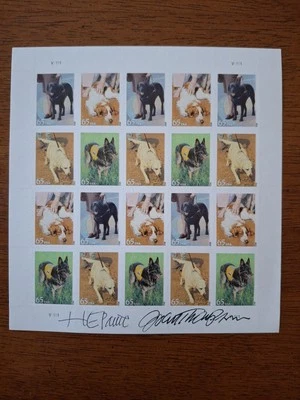 RARE SIGNED BY DESIGNER Howard Paine Scott #4604-7 Dogs at Work MNH Sheet of 20. - Image 1 of 2