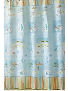 NEW Seaside Harbor Ocean Beach Seagulls Shells Umbrella Shower Curtain 70"x72" - Picture 1 of 3