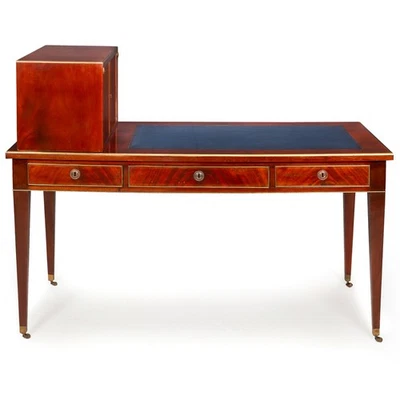 Baltic Neoclassical Mahogany, Brass & Leather Writing Desk, late 19th century - Image 1 of 4