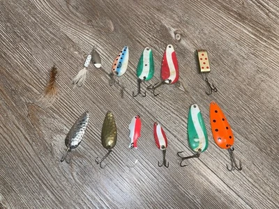 Fishing Spoons & Lures Lot Of 12 - Various Colors & Sizes - Image 1 of 4