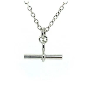 T Bar Halskette 2 cm Albert Anhänger Sterling Silber Kette - Bild 1 von 5