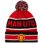 New Era Manchester United Man UTD Football Striped Beanie Bobble Hat - Red