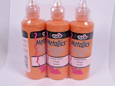 Paquete de 3 pinturas dimensionales para tela de tulipán 4 oz metálicas naranja metálicas 17366 Foto 1 de 2