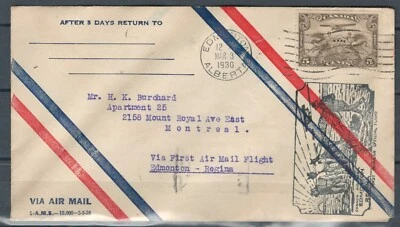 CANADA BRITISH COMMONWEALTH 1ST FLIGHT AIR MAIL COVER TO EDMINTON   LOT (BCL 40) - Image 1 of 2