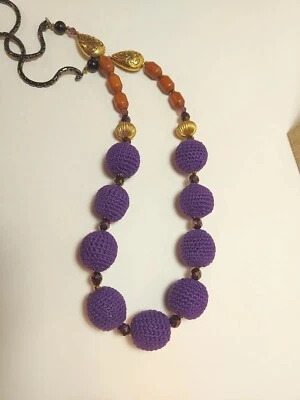 Collar Tarantino Artesanal 41" Púrpura Ganchillo Bola Otras Cuentas Pistola Cadena Metal Foto 1 de 4