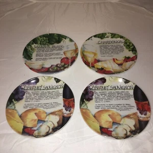 4 Deborah Ellis Cheese Wine Decor Plates Merlot Chardonnay Cabernet Sauvignon 2) - Picture 1 of 9