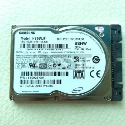 Samsung 1.8" HS16VJF HS16RJF 160GB 5400rpm 16MB Micro SATA Hard Disk Drive HDD - Image 1 of 2