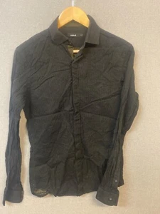 Celio Mens Small Black Dot Pattern Long Sleeve Button Up Shirt - Picture 1 of 6