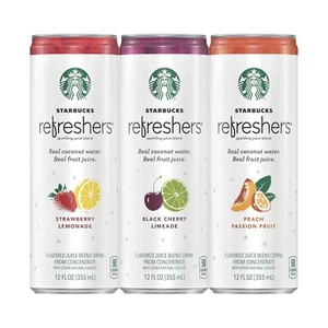 Starbucks Refreshers Sparkling Fruit Juice Coconut Water 3 Flavor 12oz Cans 12pk - Picture 1 of 7