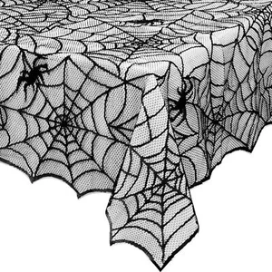 Halloween Table Cloth, 60"x104" Spider Webs Tablecloths Black Tablecloth Lace... - Picture 1 of 9
