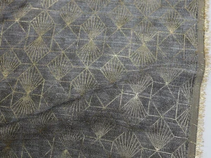 Gold Thread Gray Rhombus Brocade Jacquard Fabric 148cm Wide - Sold By The Meter - Picture 1 of 6