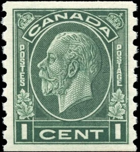 Canada Mint H VF 1c Scott #205 1933 King George V Medallion Coil Stamp - Foto 1 di 2