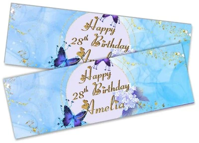  x2 Personalised Birthday Banner Butterfly Kids Party Decoration 226 - Image 1 of 4