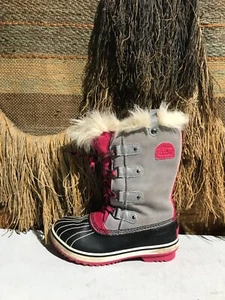 Sorel Youth Gray/Pink Insulated Waterproof Winter Snow Boots US Girls Size 4 - Picture 1 of 8