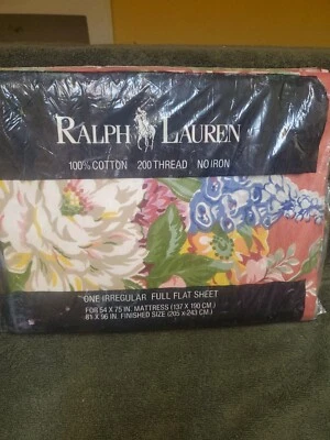 NIP Ralph Lauren Melissa Floral Red Full Flat Sheet Cotton - Image 1 of 4