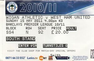 Ticket - Wigan Athletic v West Ham United 15.05.11