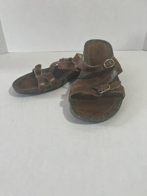 Teva Ventura Womens Sandals Size 7W Brown Leather Adjustable Strap Cork Slide - Image 1 of 4
