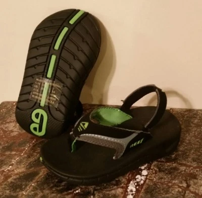 Cute Reef Kids Slap II Sandals, Toddler Size 3/4, Black/Green Boy's or  Girl's - Image 1 of 4
