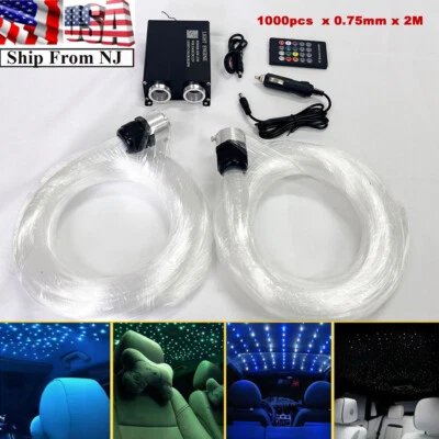 Kit de luzes de fibra óptica carro estrela forro teto céu luzes RGB Bluetooth APP - Imagem 1 de 4