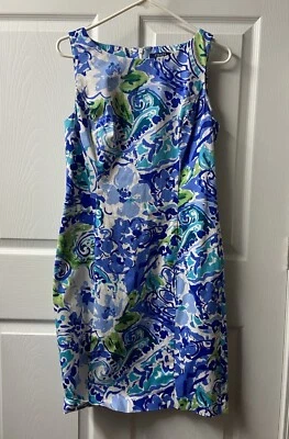 Vestido Vaina Chaps Para Mujer Talla 6 Azul Verde Blanco Sin Mangas Clásico Cuidado de Oficina Foto 1 de 4