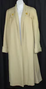 Juilliard Coat Jacket Vtg 60s Dress Mod Retro Long Wool 1960s  Cream MCM M L - Picture 1 of 10