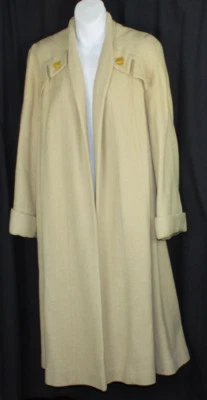 Juilliard Coat Jacket Vtg 60s Dress Mod Retro Long Wool 1960s  Cream MCM M L - Image 1 of 4
