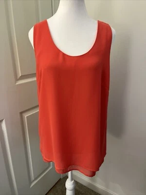Halogen Asymmetrical Coral Sleeveless Top Viscose Sz L - Image 1 of 4