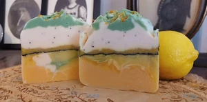 Fresh! Lemon Poppyseed Goats Milk Soap - Two (2) 4.5 oz. Bars - Picture 1 of 1