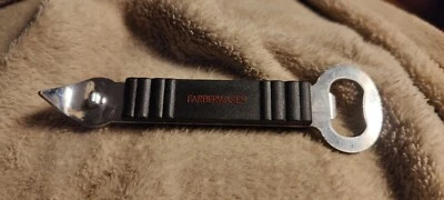 Abridor de garrafa e lata folheado a prata Farberware 5,5" de comprimento com cabo preto  - Imagem 1 de 3