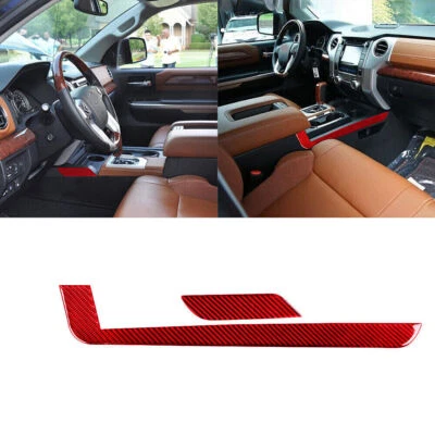 Cubierta lateral de cambio de marchas de fibra de carbono roja 2 piezas para Toyota Tundra 2014-2018 Foto 1 de 4