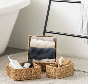 Wicker Baskets for Organizing 3 Pack | Hand Woven | Natural Water Hyacinth - Picture 1 of 9