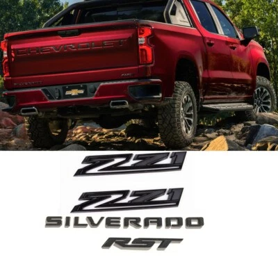 Kit de placa de identificación emblema negro brillante Chevrolet Silverado RST Z71 2019-2024 4 piezas Foto 1 de 3