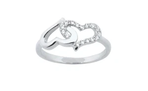 Anillo infinito de doble corazón de plata esterlina 925 Adirfine - Imagen 1 de 6