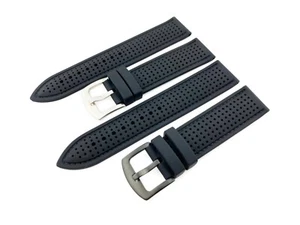 Correa de goma de silicona transpirable negra 20 22 24 mm deportes buceo carreras - Imagen 1 de 11