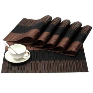 Coffee Black Placemats for Dining Table Washable Woven Non-Slip Set of 4 - Picture 1 of 7