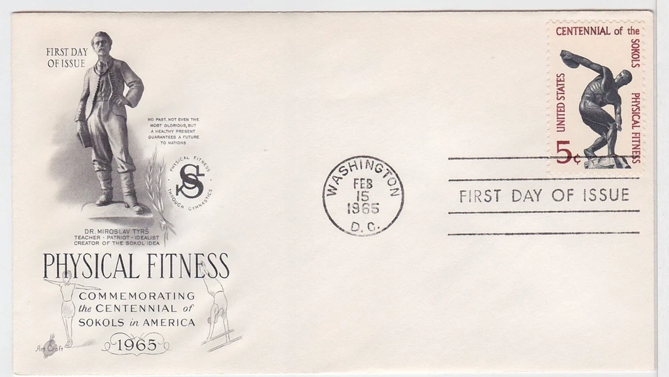 TurtlesTradingPost- Physical Fitness Sokol Movement #1262- 1965- FDC Artcraft - Image 1 of 1