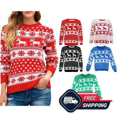 EFTINAN Kids Christmas Jumper Unisex Girl Boy Snowflake Merry Xmas Knitted Sweater Top